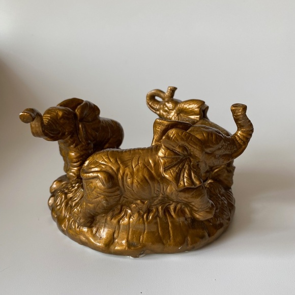 Vintage CIRCLE OF ELEPHANTS Ceramic Pillar Candle Holder - Picture 4 of 7